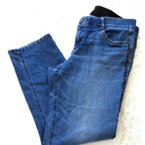 reCreation Mid Rise Straight Leg Jeans w/embellished side seam  10 EUC